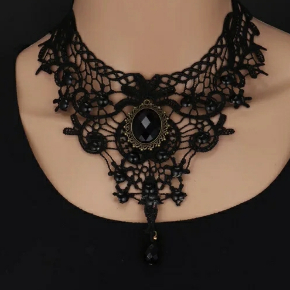 Black Lace Vintage Gothic Choker Necklace - Women Jewelry